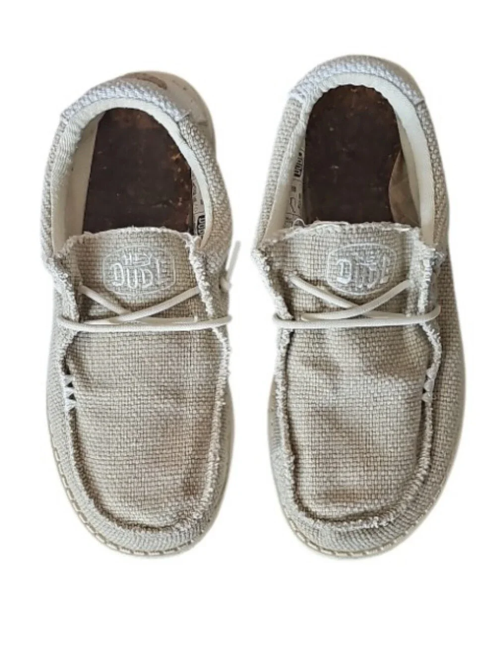Hey Dude Wally Braided Youth Size 5 Off White Slip On Casual Comfort Shoes